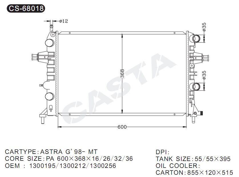 Best car radiator for Opel Astra G'98-Mt