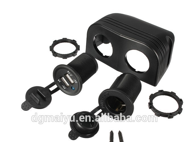 Caravan Motorcycle Digital Voltmeter, Tented USB Charger Socket