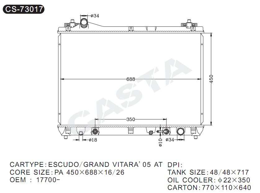 Car radiator for Escudo/Grand Vitara'05at