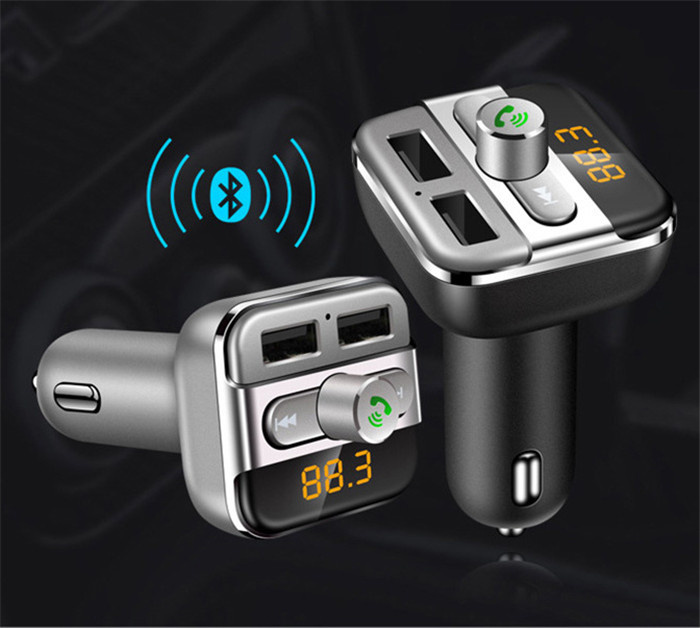 FM Transmitter Hands-Free Calls Cigarette Lighter Dual USB Car Charger Car Bluetooth MP3 Player