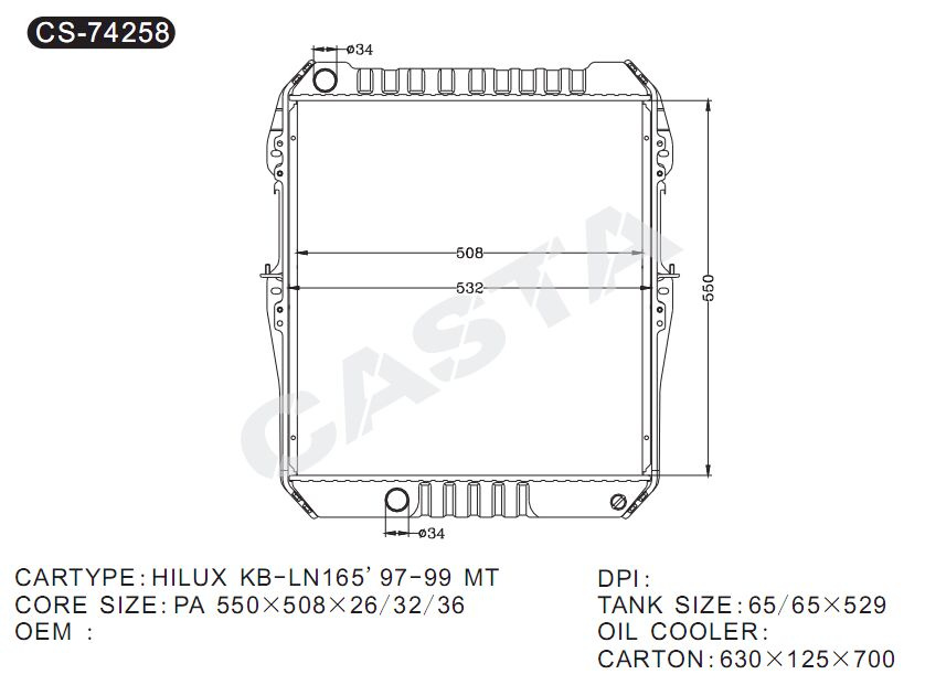 Promotional Aluminum Auto Radiator for Hilux Kb-Ln165'97-99 Mt
