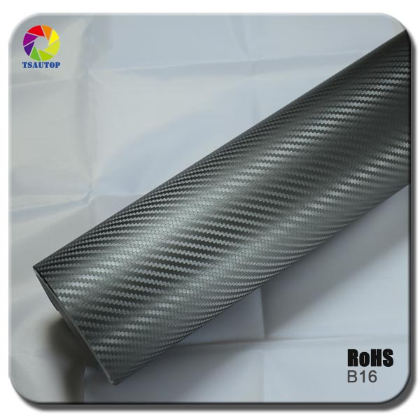 Tsautop Grey 3D Carbon Fiber Car Vinyl for Car Decoration