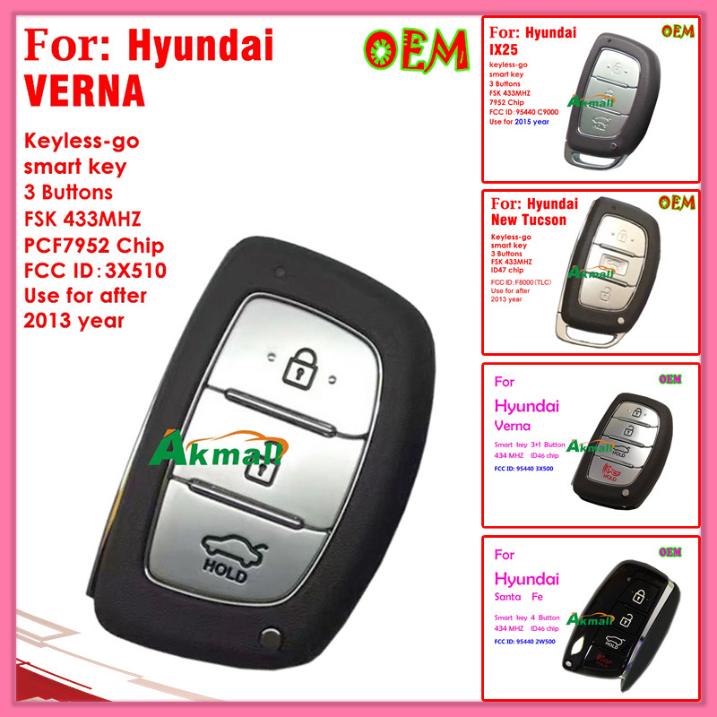 Auto Smart Key for Black for Hyundai Santa Fe 3+1 Buttons 434MHz ID46 Chip Fccid95440 2W500