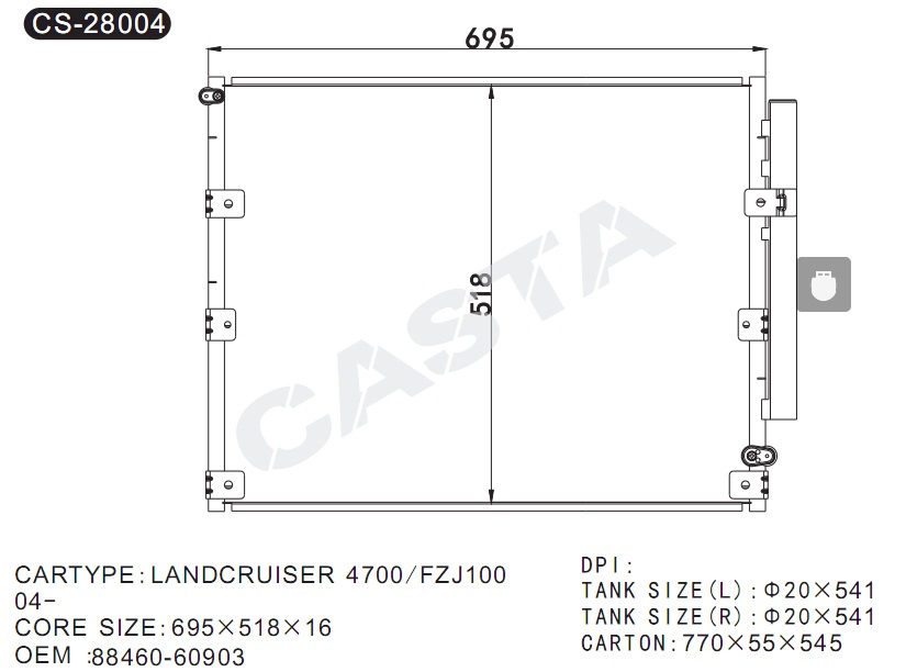 Auto Air Conditioner Condenser for Car Toyota Landcruiser