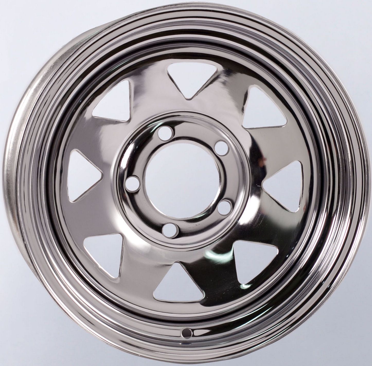 14X6 Triangular Chrome Trailer Wheel 5-120.65