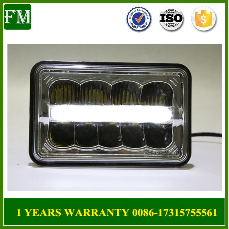 Universal Black/Chrome Square LED Headlight