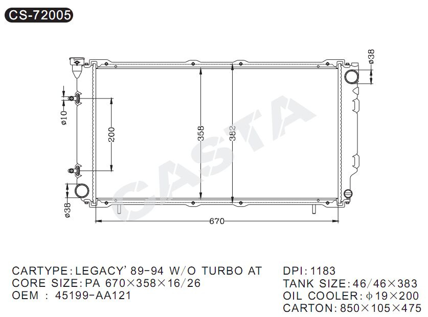 More Attractive Prices Car Radiator for Subaru Legacy'89-94 W/O Turbo Dpi: 1183