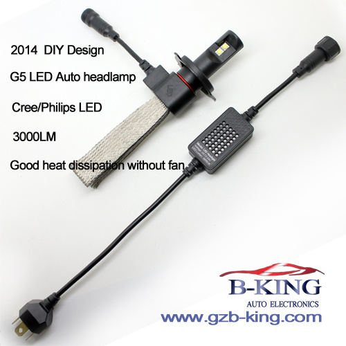 Excellent Heat Dissipation 3000lm CREE-Xm-L2 Auto LED Headlight (without fan)