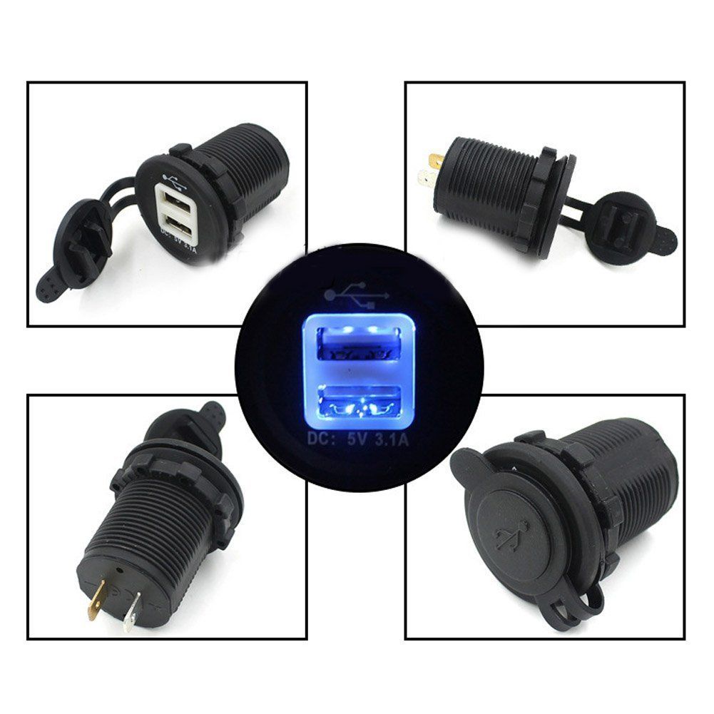 DIY Water Resistant Dual USB Socket 12~24V 2.1 AMP