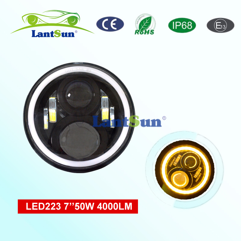 7'' LED Headlight with Halo Ring for Jeep Wrangler Tj Jk