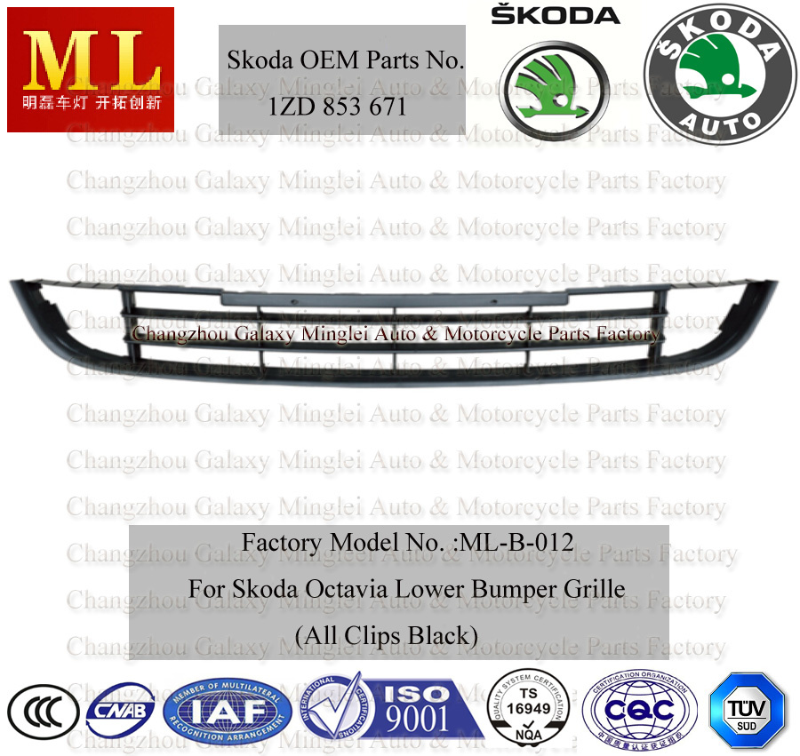 Front Lower Bumper Grille for Skoda Octavia From 2008 (1ZD 853 671)