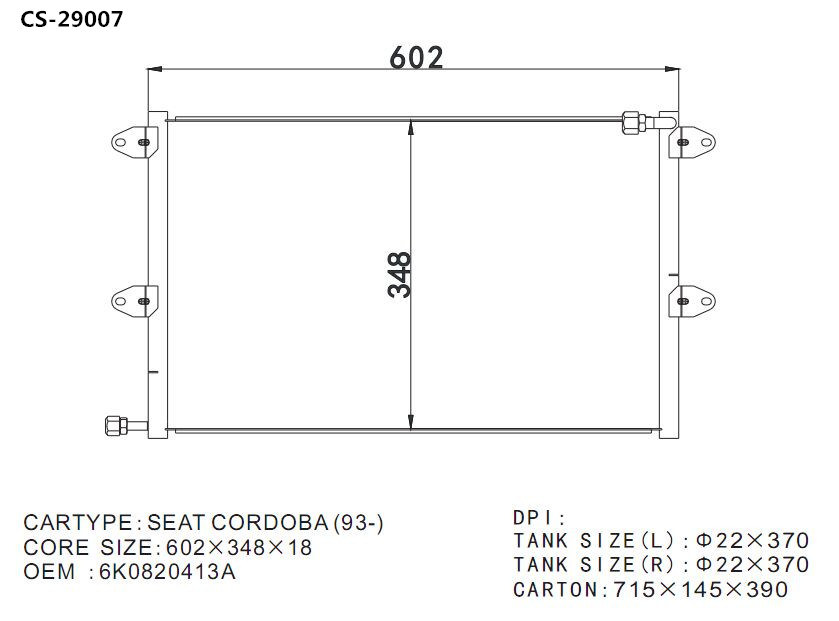 Competitive Rates Aluminum Condenser for Seat Cordoba (93-)