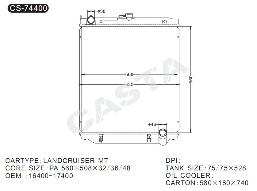 Favorable price car radiator for Toyota Landcruiser Mt