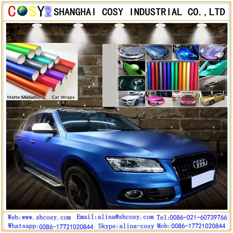 1.52*50m Glossy/Matte Blue Vinyl Sticker /Car Wrap Sticker with Air Bubble Free