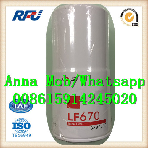 Lf670 Spin-on Fleetguard Cummins Series Oil Filter (LF670, 3889310)