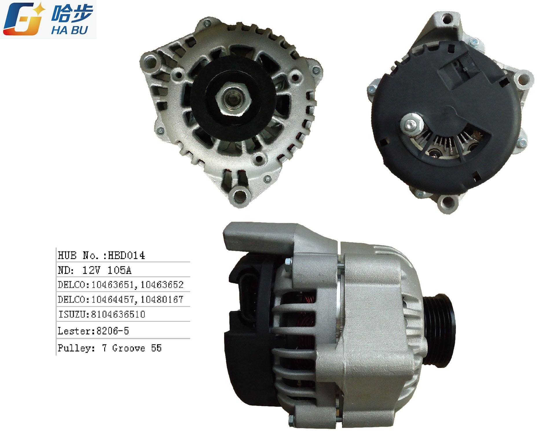 Auto Alternator for Cadillac, Chevrolet, 10463651, 10463652, 10463690, 10464457, 10480167