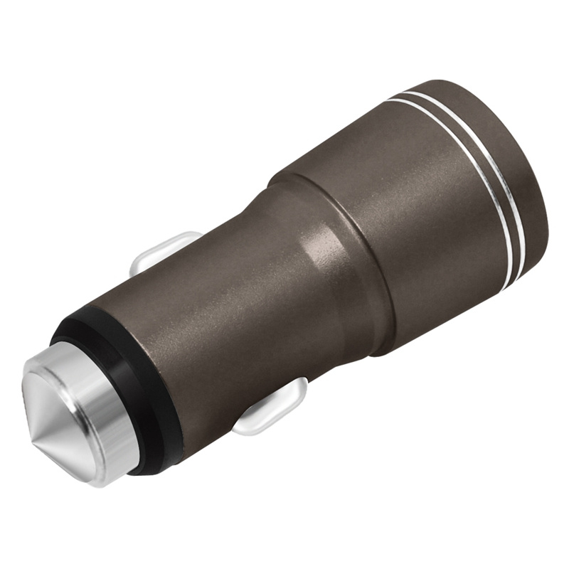 Multi-Function Metal Aluminum Alloy Safety Hammer Double USB Car Charger
