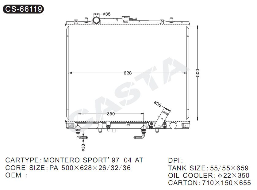 Best quality for Mitsubishi radiator for Montero Sport'97-04at
