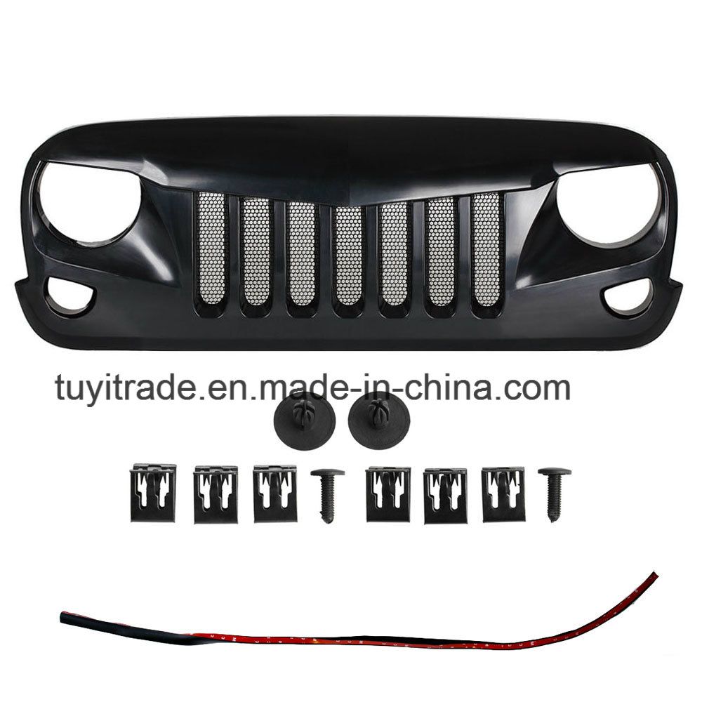 Front Matt Black Grill Grille for 2007-2017 Jeep Wrangler Jk Eagle Eye