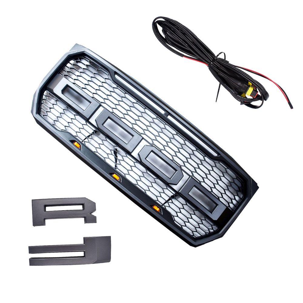 New Front Bumper Grille with LED Letter F R Wire Harness for 15-17 Ford F-150 Raptor