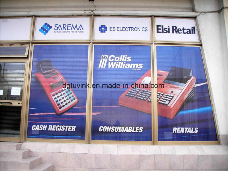One Way Vision PVC Self Adhesive Perforated Mesh Vinyl Glass Sticker Digital Printing Material Outdoor or Indoor Use