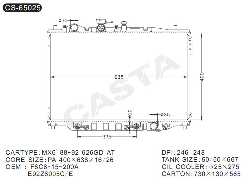 Aluminum Car Radiator for Mazda Mx6'88-92 626gd at