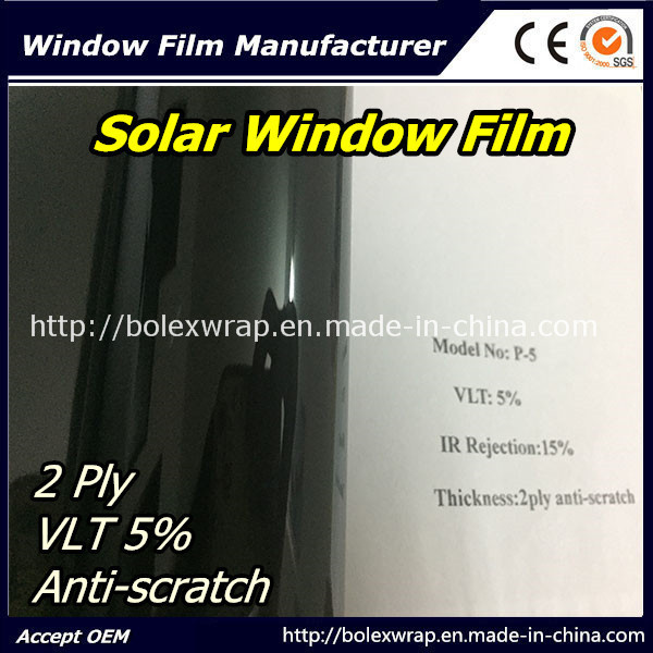 5%Vlt Glass Window Film, Car Film, Solar Film, 2ply Scratch-Resistant