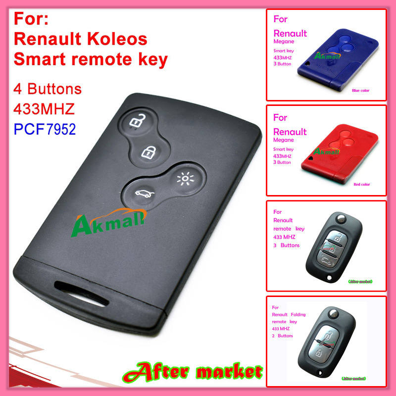 Smart Key for Auto Renault Megane with 3 Button 434MHz 7947 Chip Red Color