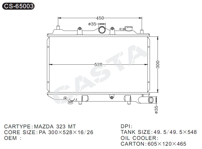 Hot Sale Auto Radiator for Mazda 323Mt