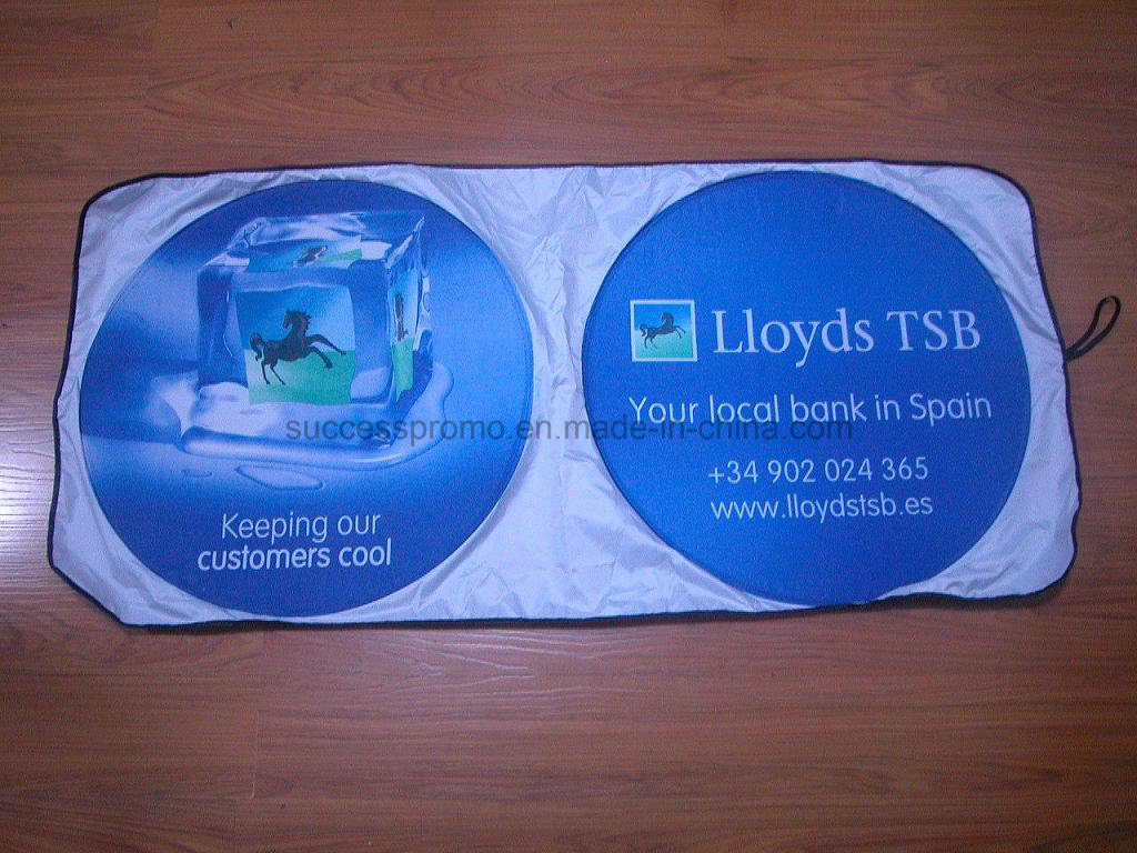 Promotion 170t Polyester Double Circles Car Sunshade with Custom Logo