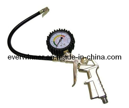 Air Line Tyre Inflator Hose & Psi Pressure Dial Gauge Car Bike Motorcycle