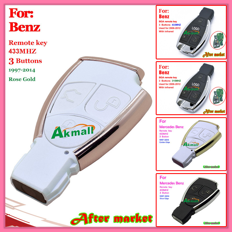Remote Key for Auto 1997-2014 Mercedes Benz with 3 Buttons 433MHz Golden Edge