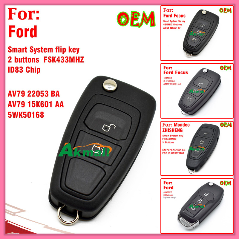 Auto Smart System Flip Key for Ford Focus Am5t 15k601 Af 434MHz 3 Buttons