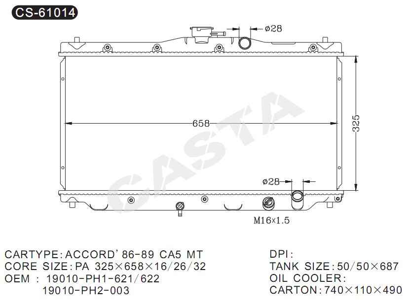 Best Quality Water Radiator for Honda Accord'86-89 Ca5 MT