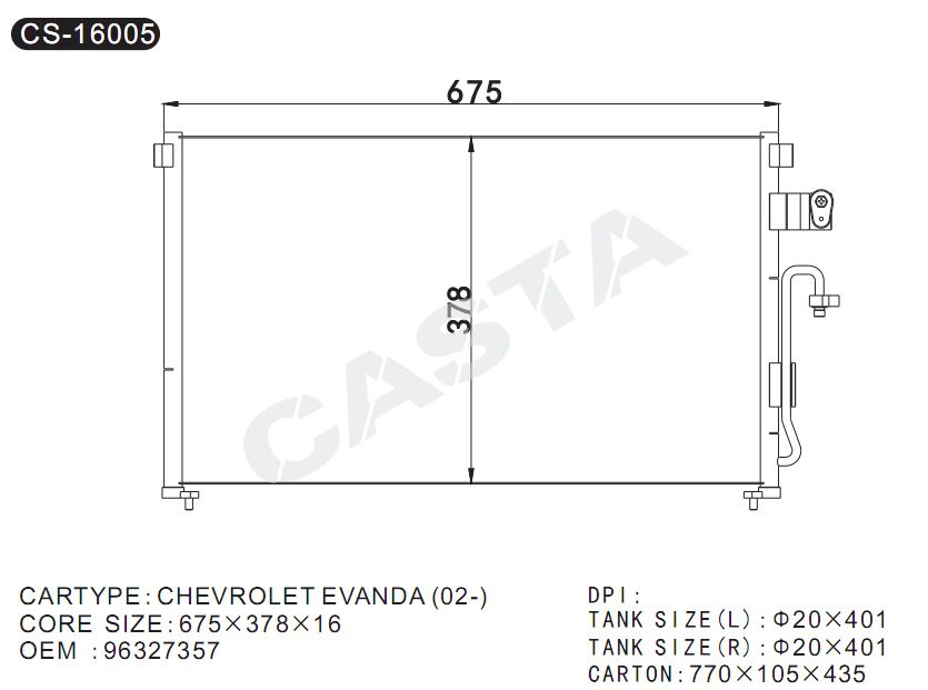 Auto Air Aluminum Condenser for Gmc Chevrolet Evanda (02-) 96327357