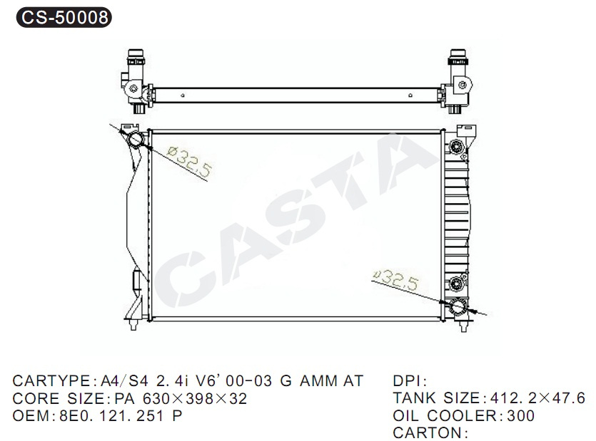Auto Parts Radiator for Audi A4/S4 2.4I V6' 00-03 G Amm at
