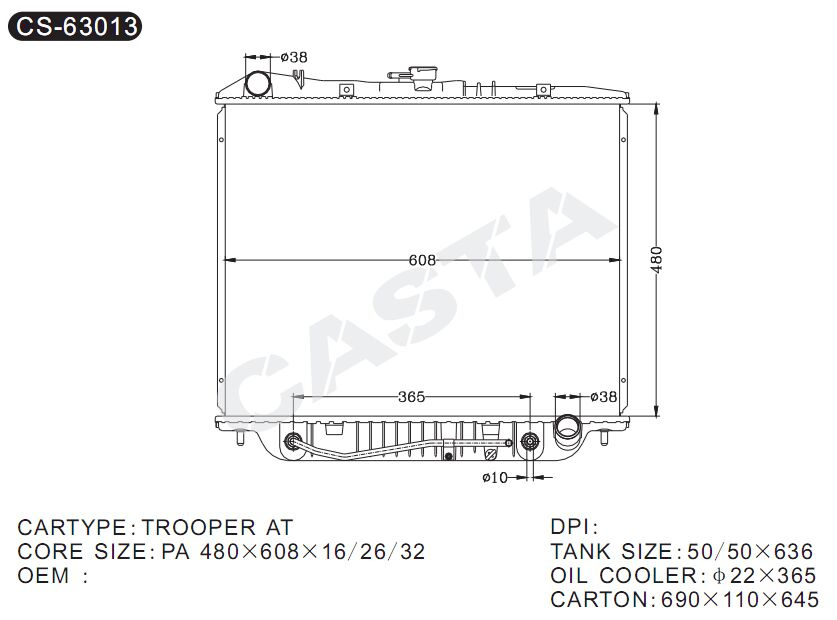 Automobile Aluminum Radiator for Isuzu Trooper AT