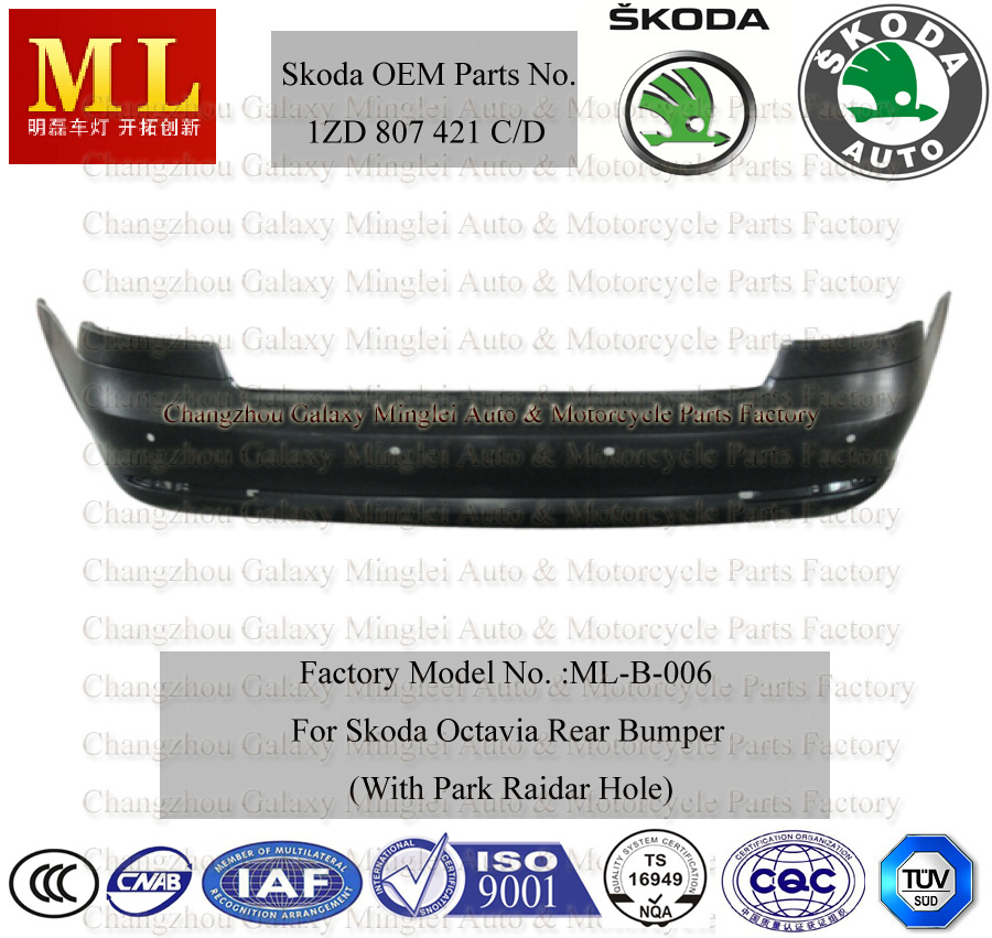 Rear Bumper for Skoda Octavia with Park Raidar Hole From 2009-2ND Generation (OEM auto parts No.: 1ZD 807 421C/D)