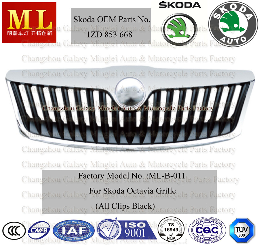 Car Radiator Grille for Skoda Auto Octaviafrom 2008-2ND Generation (OEM parts No.: 1ZD 853 668)