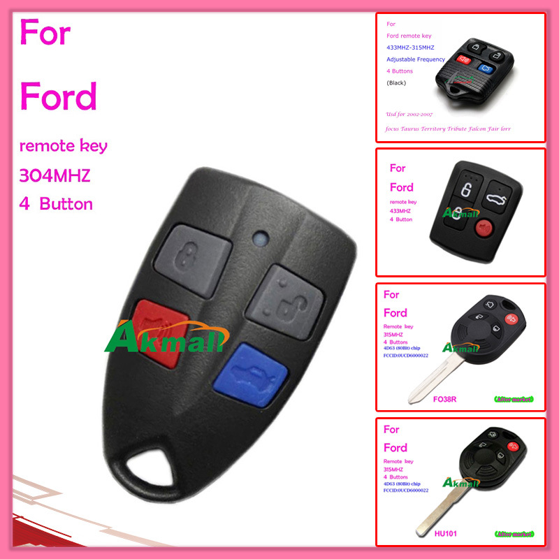 Auto Remote Key for Ford with 4 Buttons Fo38r 4D63 80bit 315MHz