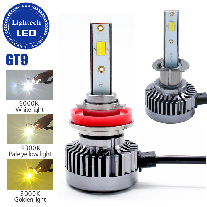 Lightech Gt9 H11 50W 6000lumen 4300K 3000K 6000K 3 Colors LED Headlight
