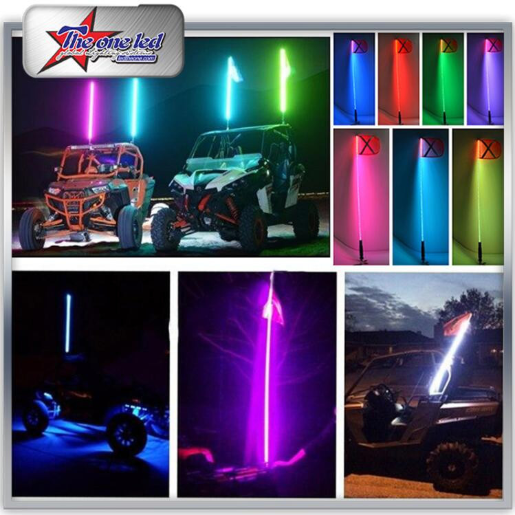 Buggy LED Light 6 Feet Longer New Design LED Pole Light with Flag, Color Changing RGB Function LED Sands Flag Antenna Light