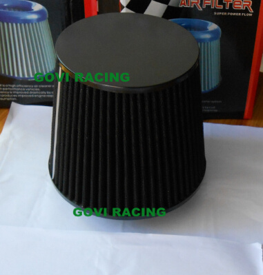 Black 76mm Car Intake Pipe Air Fillter with Flat Universal
