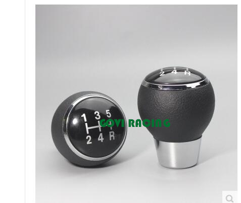 Black Manual Leather Car Gear Shift Knob 5 Speed