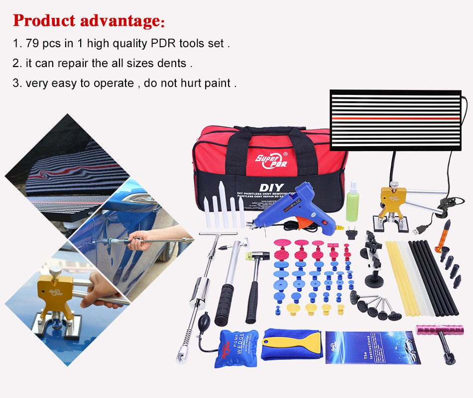 Super Pdr Tools Auto Repair Tool Car Body Repair Kit Dent Removal Tools for Car