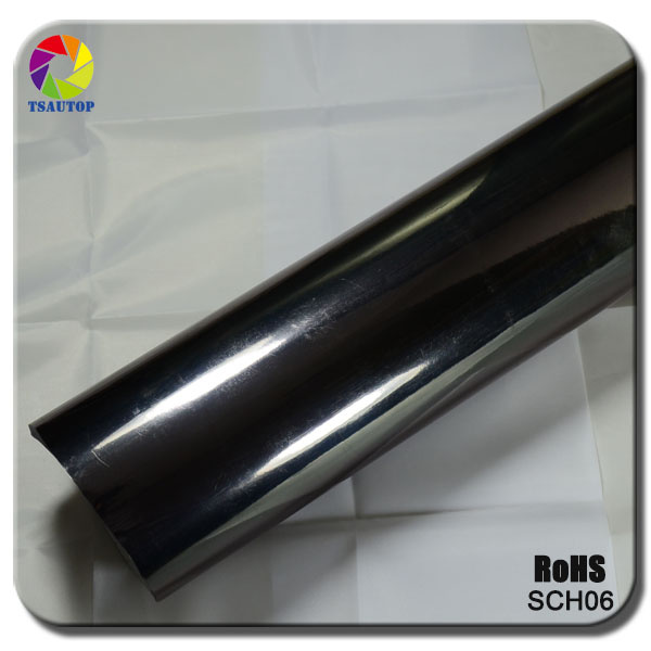 Tsautop 3 Layers Tungsten Steel Black Stretchable Mirror Chrome Film with Air Channel