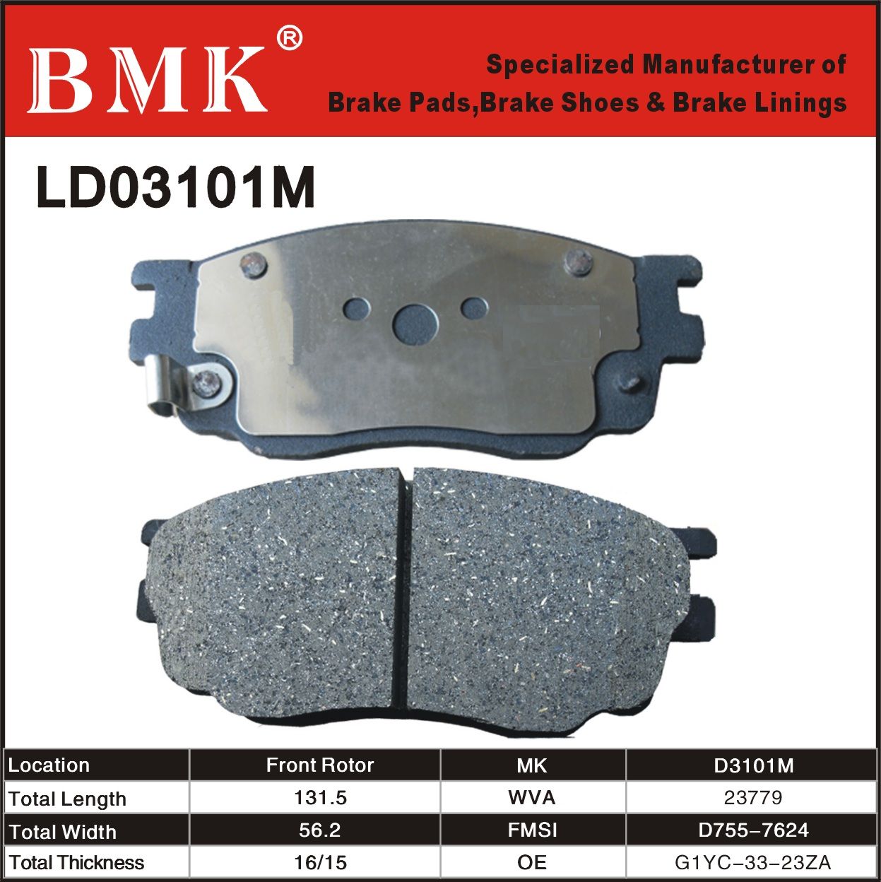 Advanced Quality Brake Pads (D3101M)