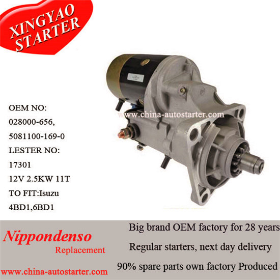 Denso Starter for Isuzu 4bd1, Lester 17301, 7X0994, 65262017050