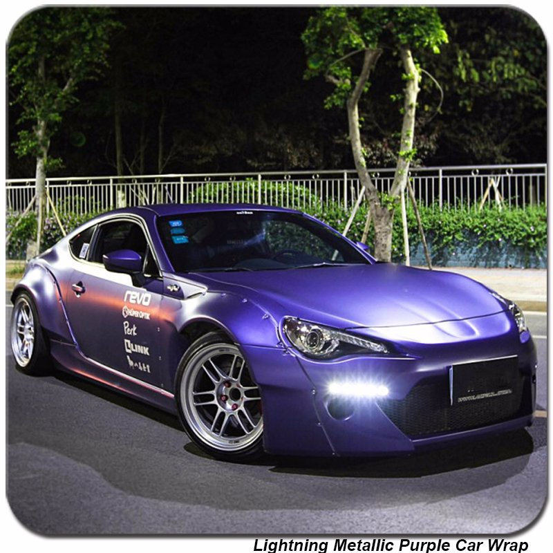 Tsautop 1.52*20m Lightning Metallic Chrome Purple Car Vinyl Wrap