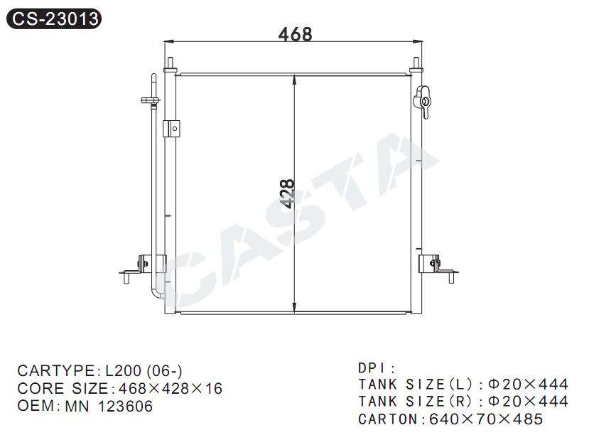 Auto condenser OEM: Mn 123606 for Mtsubishi L200 (06-)